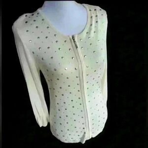 RED Brand size M. Cream with silver darts on front decorative festive sweater